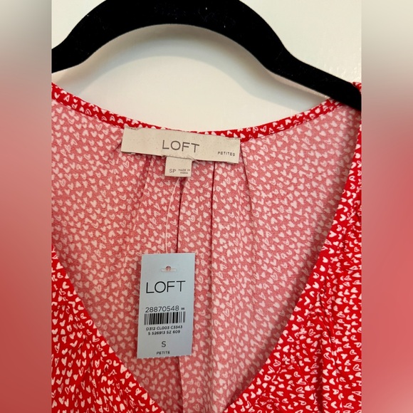 LOFT Red and White Heart Ruffle Top - NWT - Picture 2 of 3